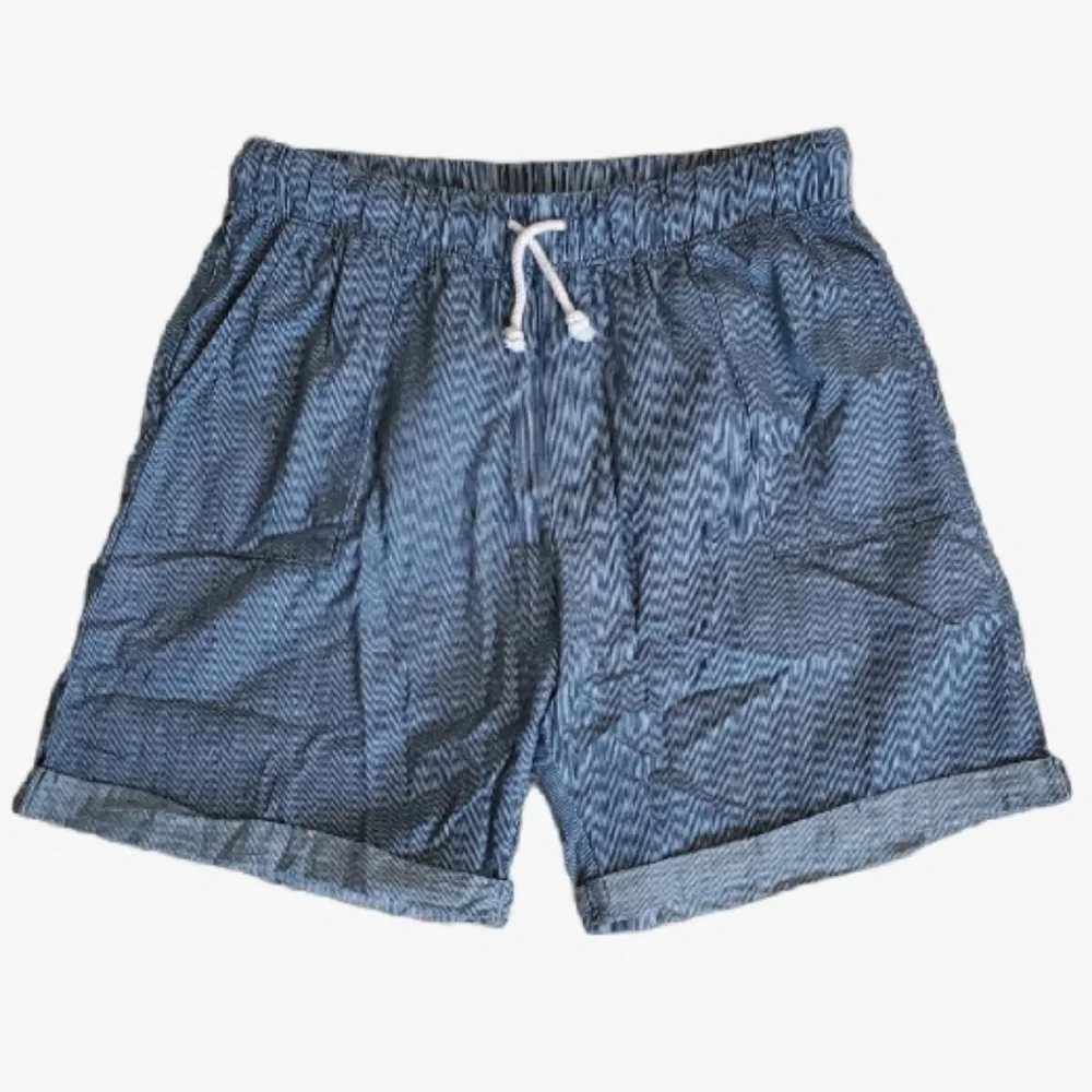 Anthropologie Navy Blue and White Striped High Waisted Cuffed Shorts - Picture 1 of 4